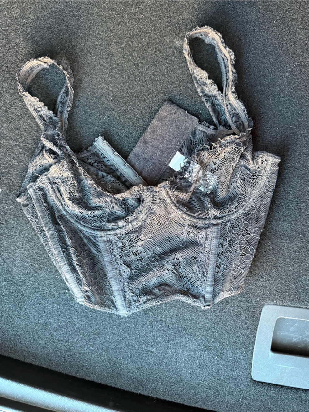 Lace Bustier Crop Top - Black